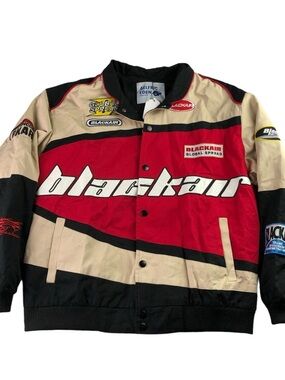 Aelfric Eden Black Red Tan Racing Varsity Jacket